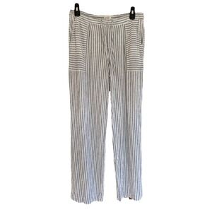 Laundry By Shelli Segal Linen Blend Blue White Striped Pants Womens 6 Tie Front‎